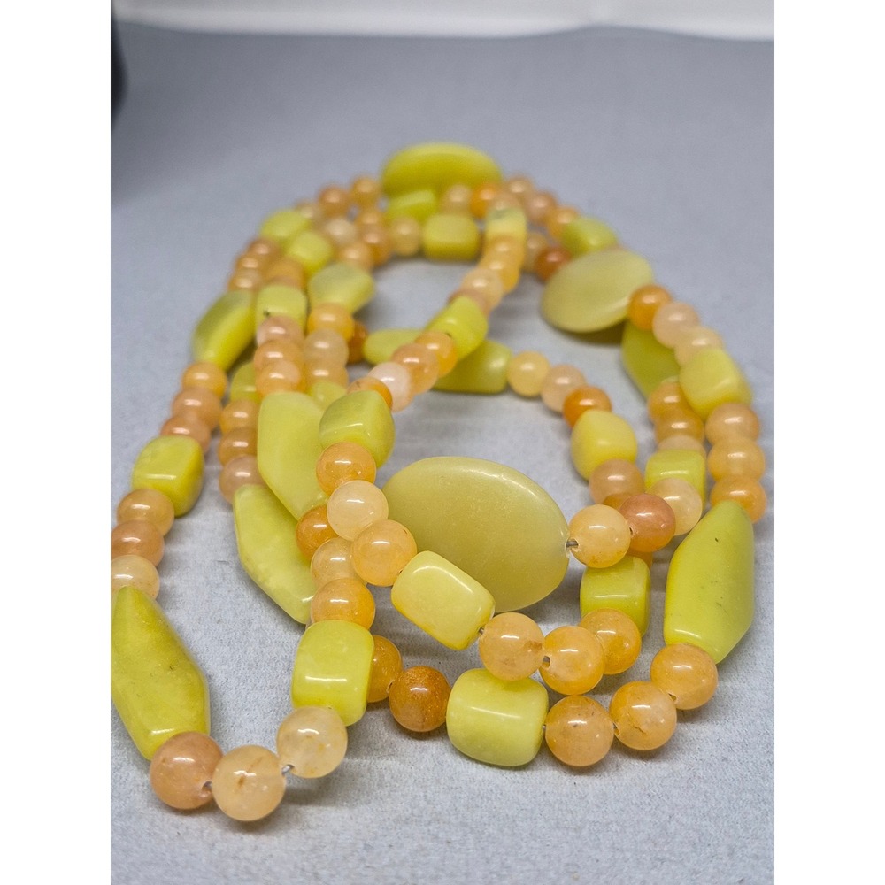 Jay King Necklace Lime Green Serpentine Orange Quartzite Long Beaded Strand - Picture 6 of 16